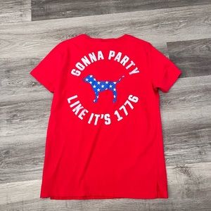 Pink Victoria’s Secret Red Patriotic Flag tunic top Small